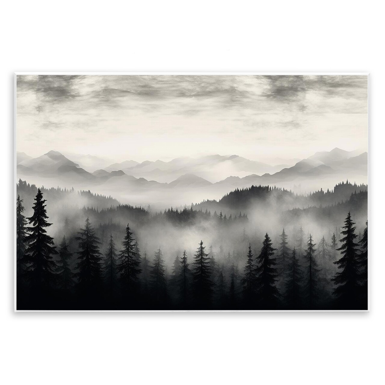 Stupell Industries Black & White Gradient Mountains Wall Plaque Art Design by LSR Design Studio